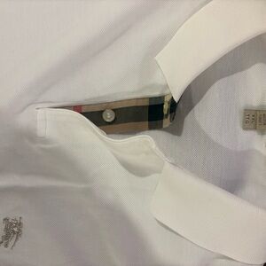 White Polo Shirt with Checkered Detail